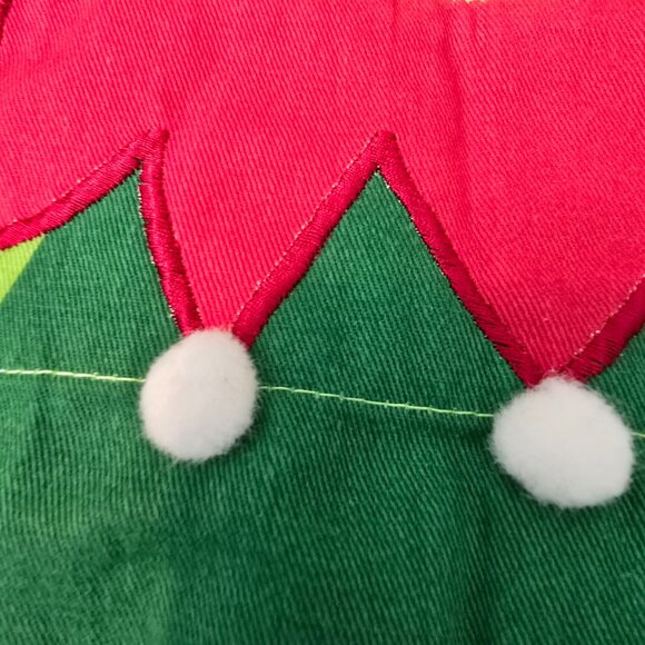 NEW NWT Pier One Holiday Christmas Green Elf Cooking Baking Apron Sparkles! Bell - Picture 5 of 11